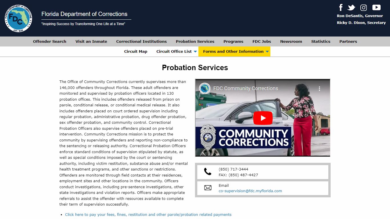 Probation Services -- Florida Department of Corrections